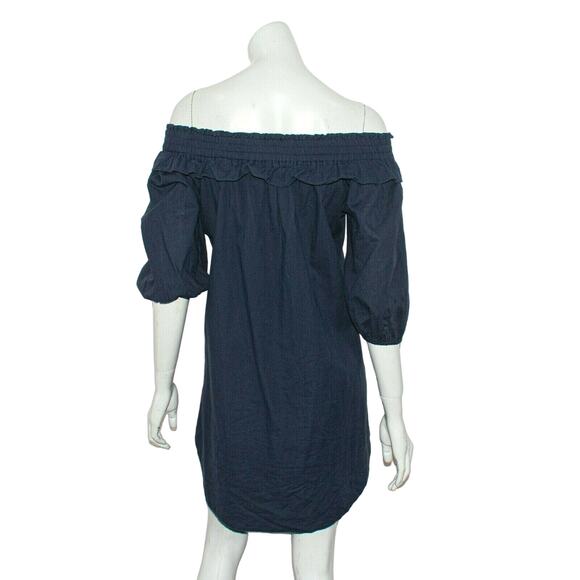 MISA Los Angeles Off Shoulder Mini Dress Blue Cotton size Medium - Picture 3 of 8